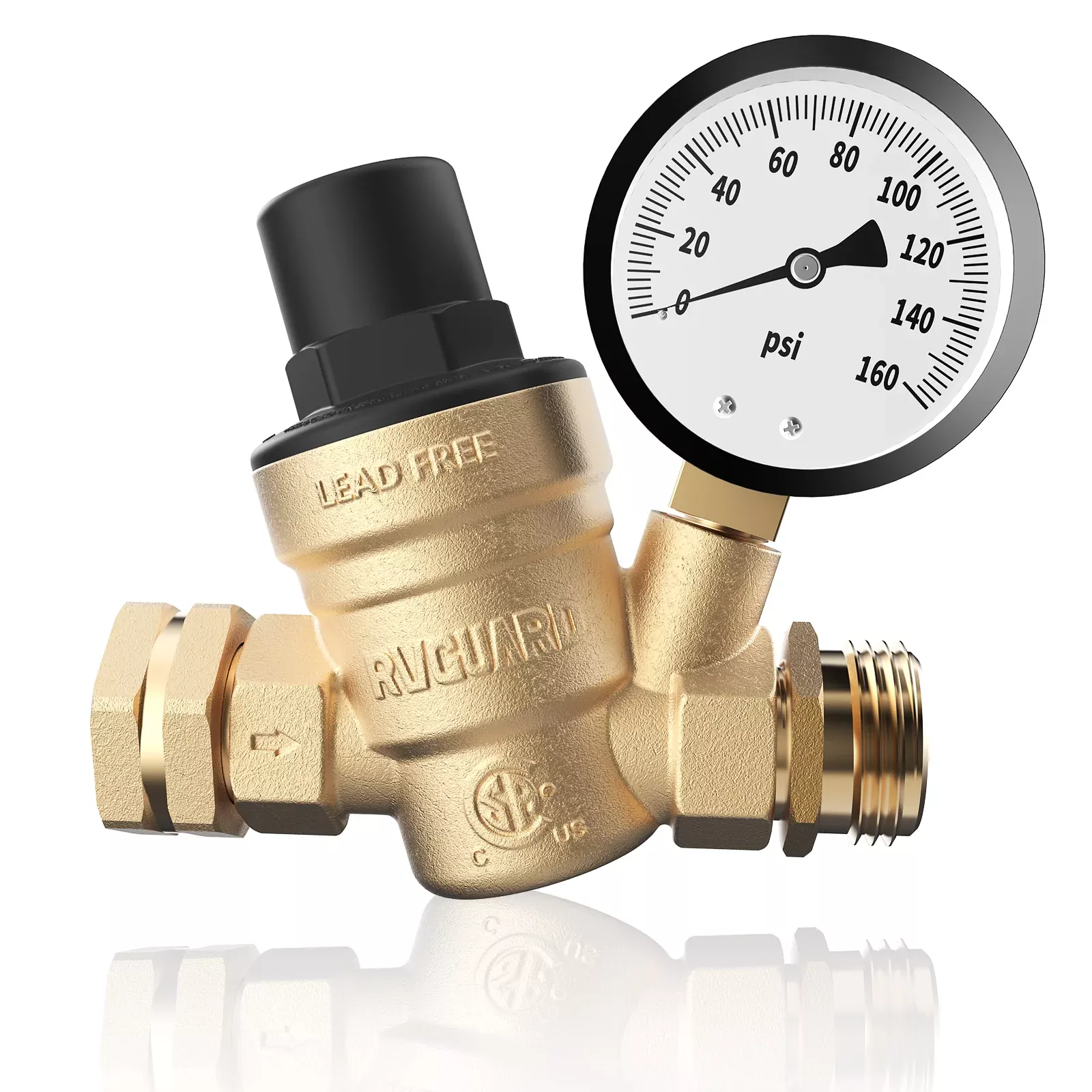 RV Water Pressure Regulator Valve with Adjustable Handle