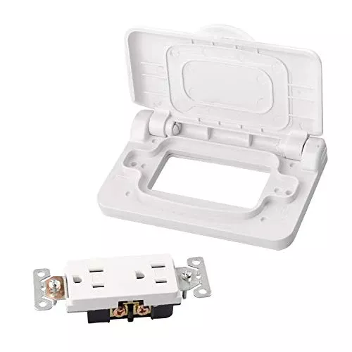 RV Weatherproof Receptacle Cover - White