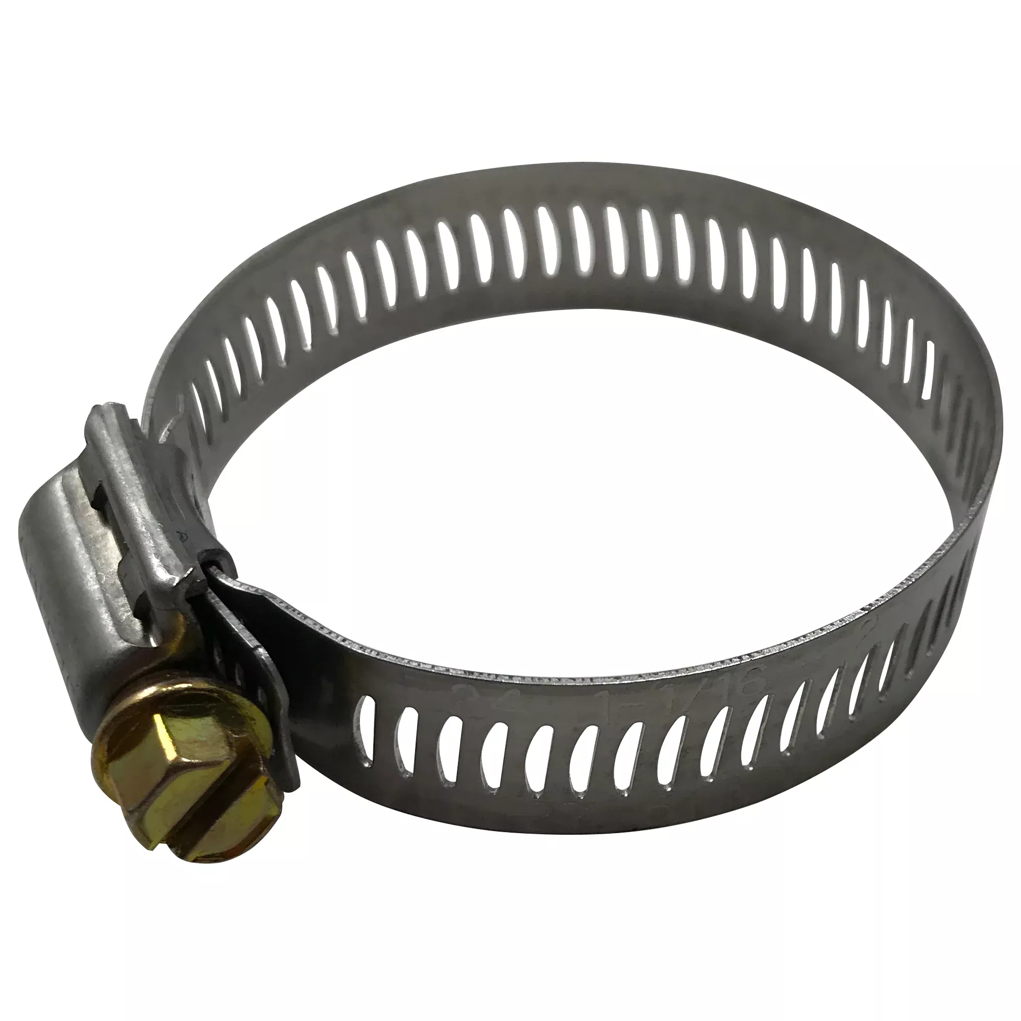 SAE #24 Stainless Steel Worm Gear Hose Clamp - 1-1/16" to 2" - 1/2" Band - 10 or 100 Pack - Made in USA
