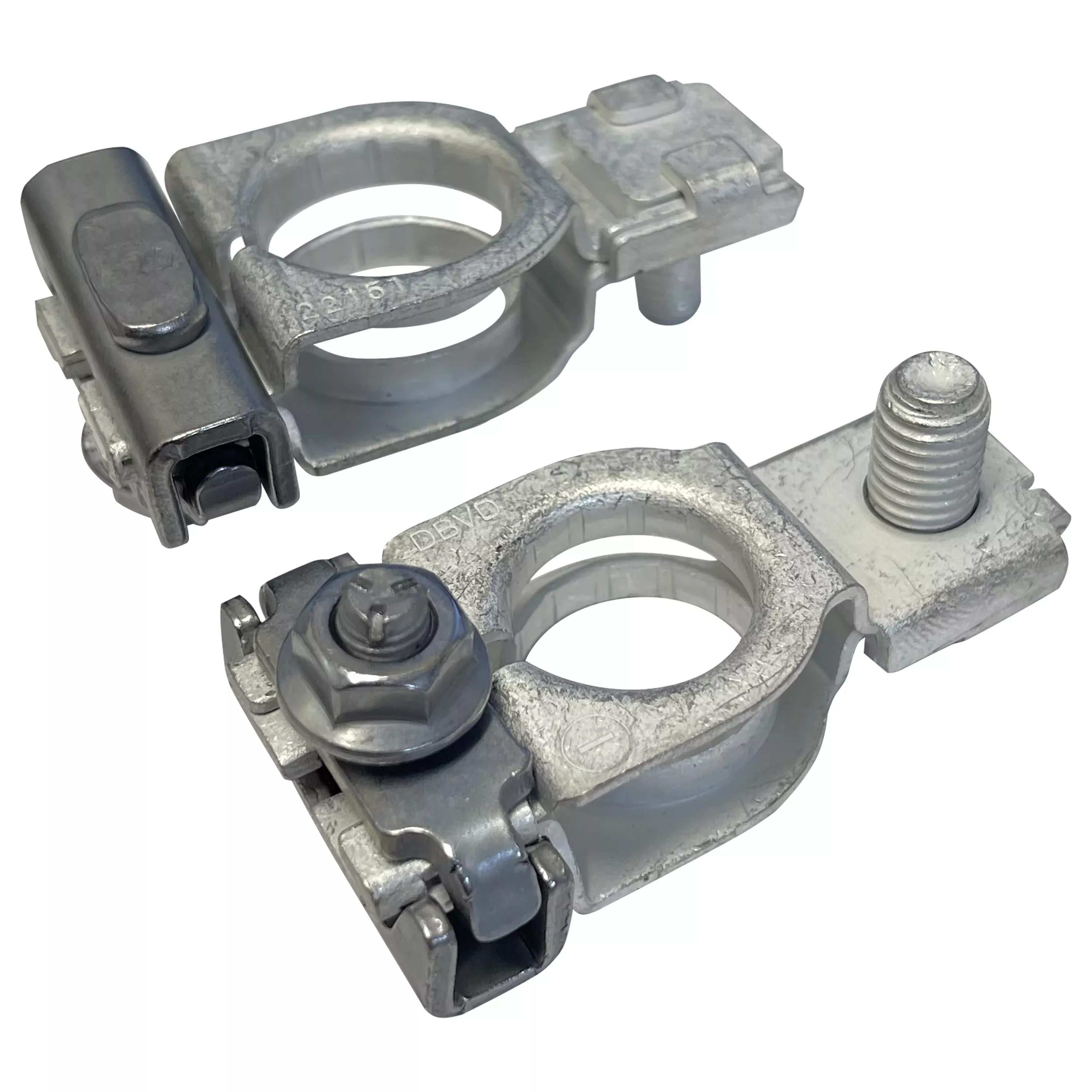 SAE-DIN-ISO Battery Terminal Replacement Set - Positive & Negative - Vertical Clamp Design