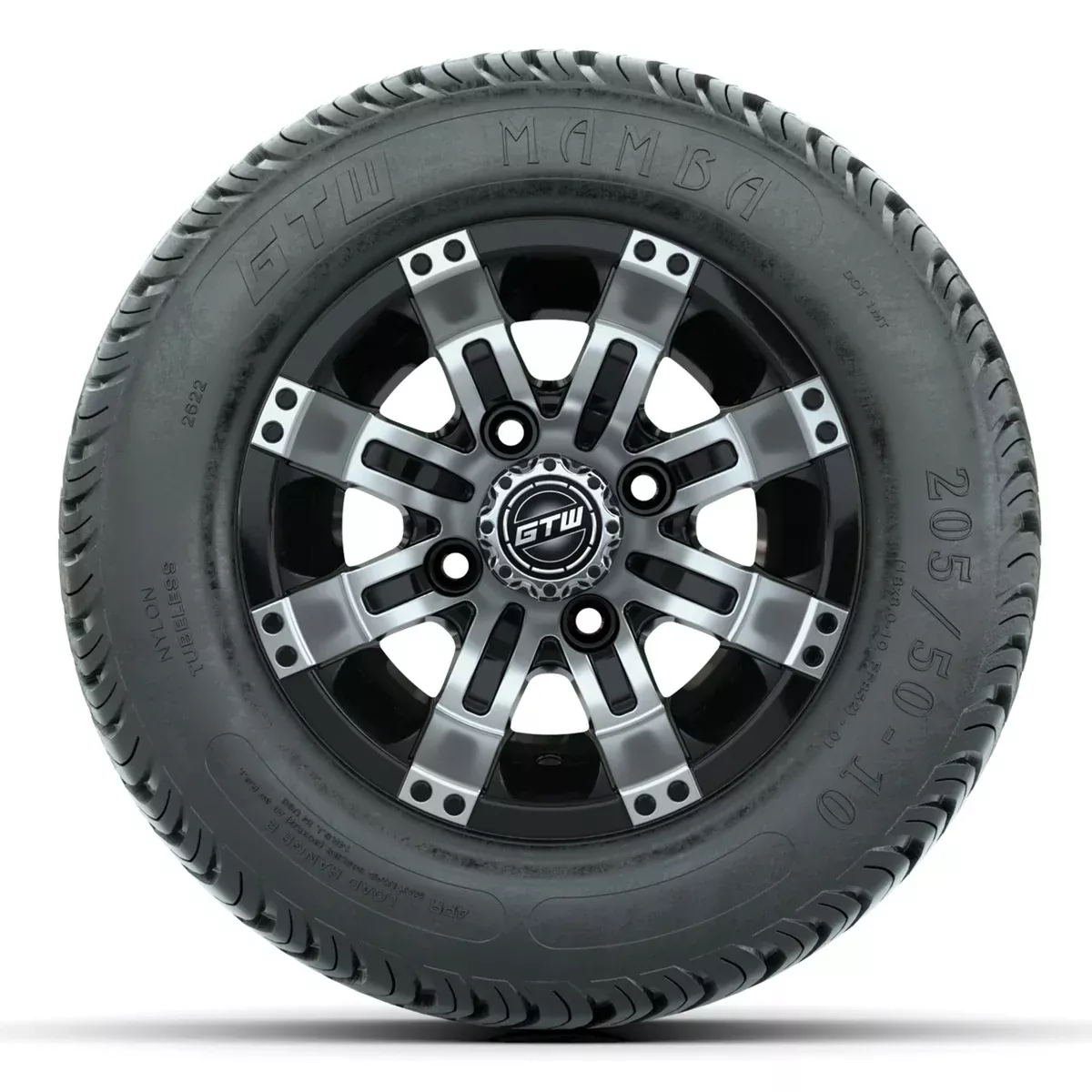 Set of (4) 10" GTW Tempest Wheels with 205/50-10 Kenda Pro Tour Tires