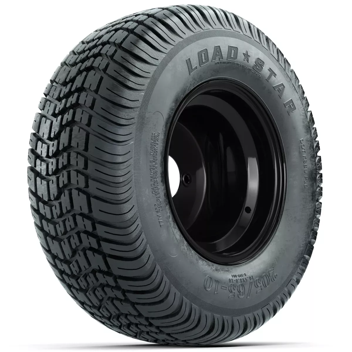 Set of (4) 10" Matte Black Steel Offset Wheels with 205/65-10 Kenda Load Star Street Tires