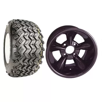 Set Of (4) 12” Godfather Black Wheels on A/T Tires (Lift Required)