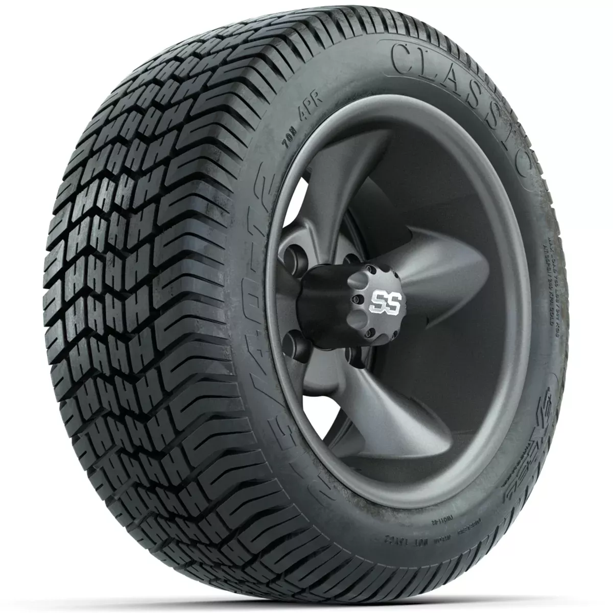Set of (4) 12" GTW Godfather Wheels with 215/40-12 Excel Classic Street Tires