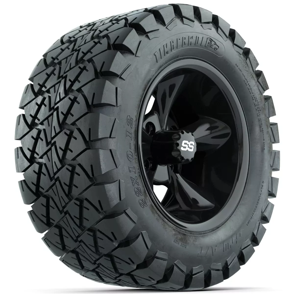 Set of (4) 12" GTW Godfather Wheels with 22x10-12 GTW Timberwolf All-Terrain Tires