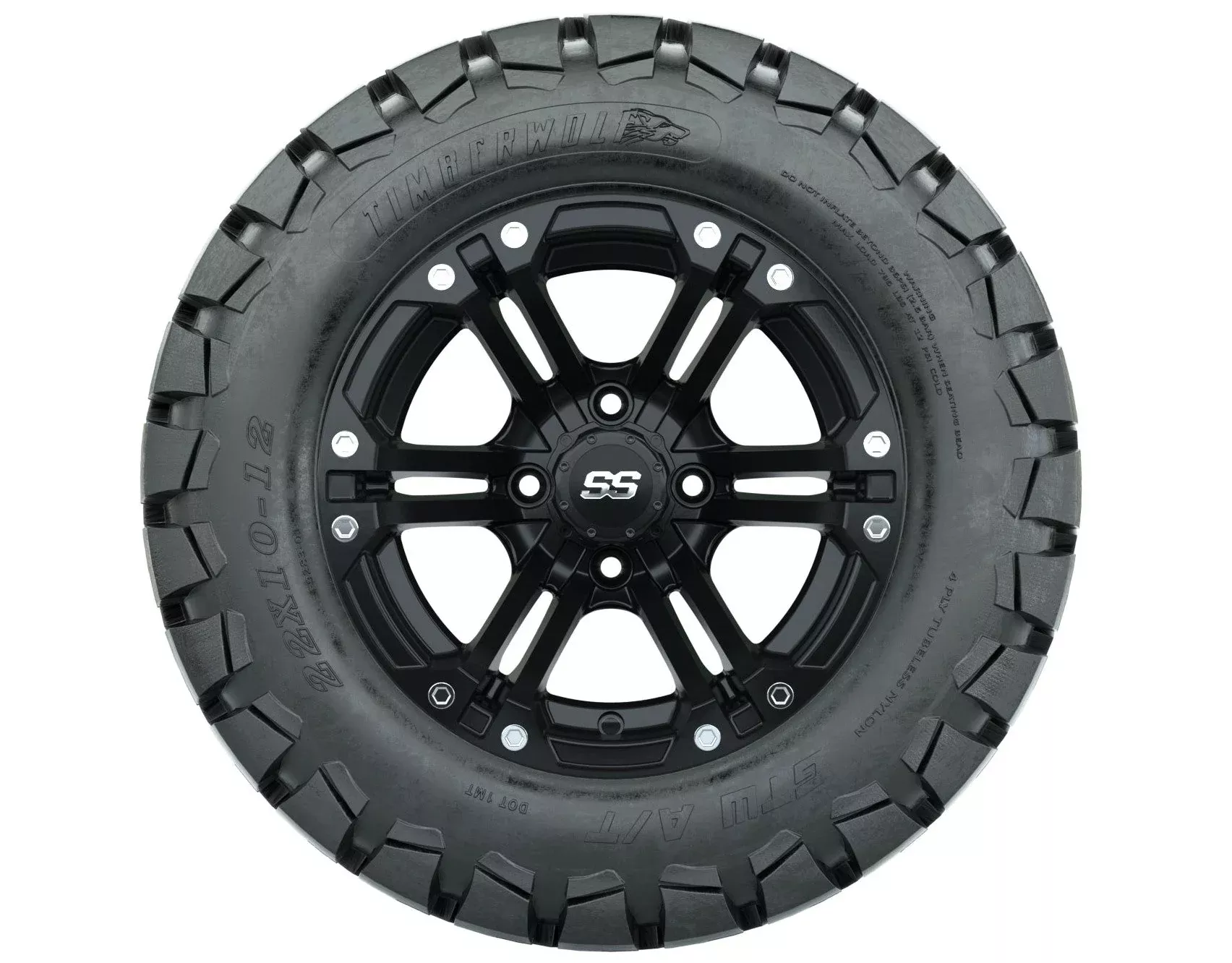 Set of (4) 12" GTW Specter Wheels with 22x10-12 GTW Timberwolf All-Terrain Tires