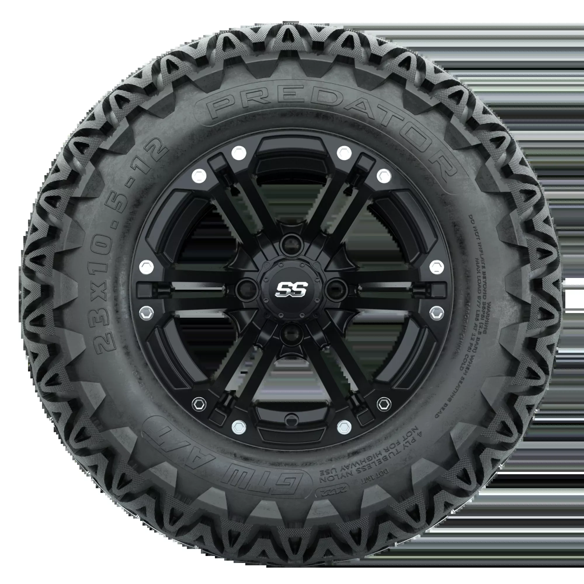 Set of (4) 12" GTW Specter Wheels with 23x10.5-12 GTW Predator All-Terrain Tires