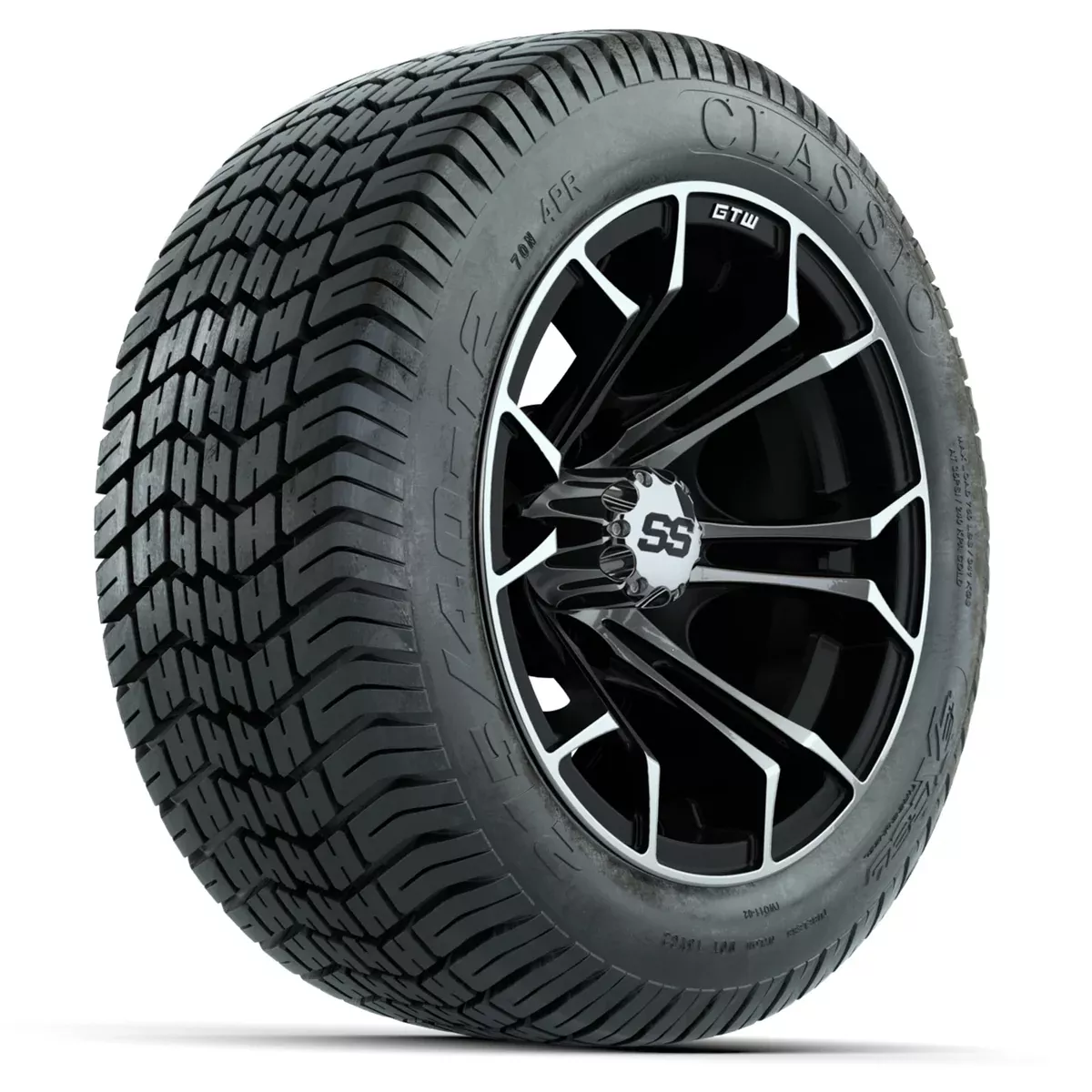 Set of (4) 12" GTW Spyder Wheels with 215/40-12 Excel Classic Street Tires