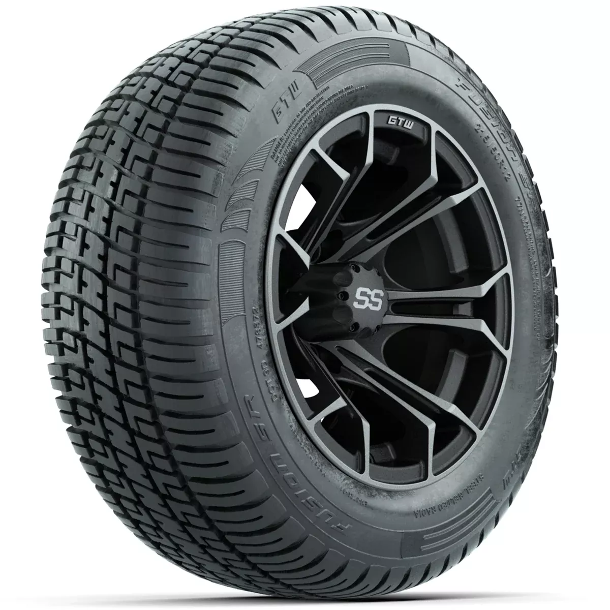 Set of (4) 12" GTW Spyder Wheels with 215/50-R12 Fusion S/R Street Tires