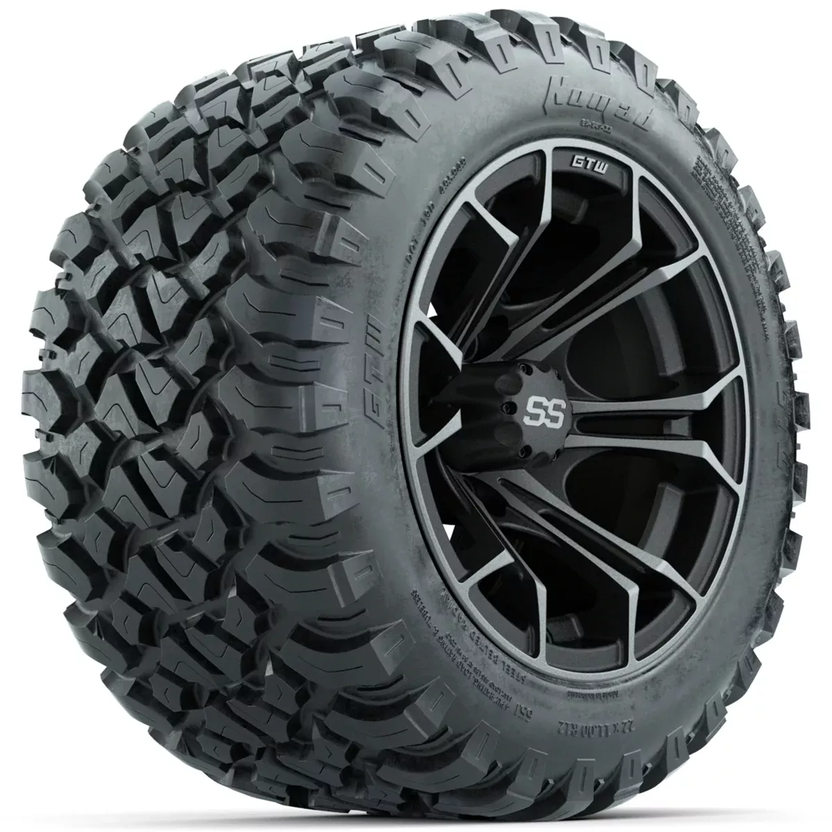 Set of (4) 12" GTW Spyder Wheels with 22x11-R12 GTW Nomad All-Terrain Tires