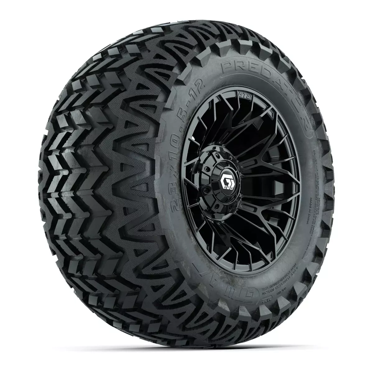 Set of (4) 12" GTW Stellar Black Wheels with 23x10.5-12 Predator All-Terrain Tires