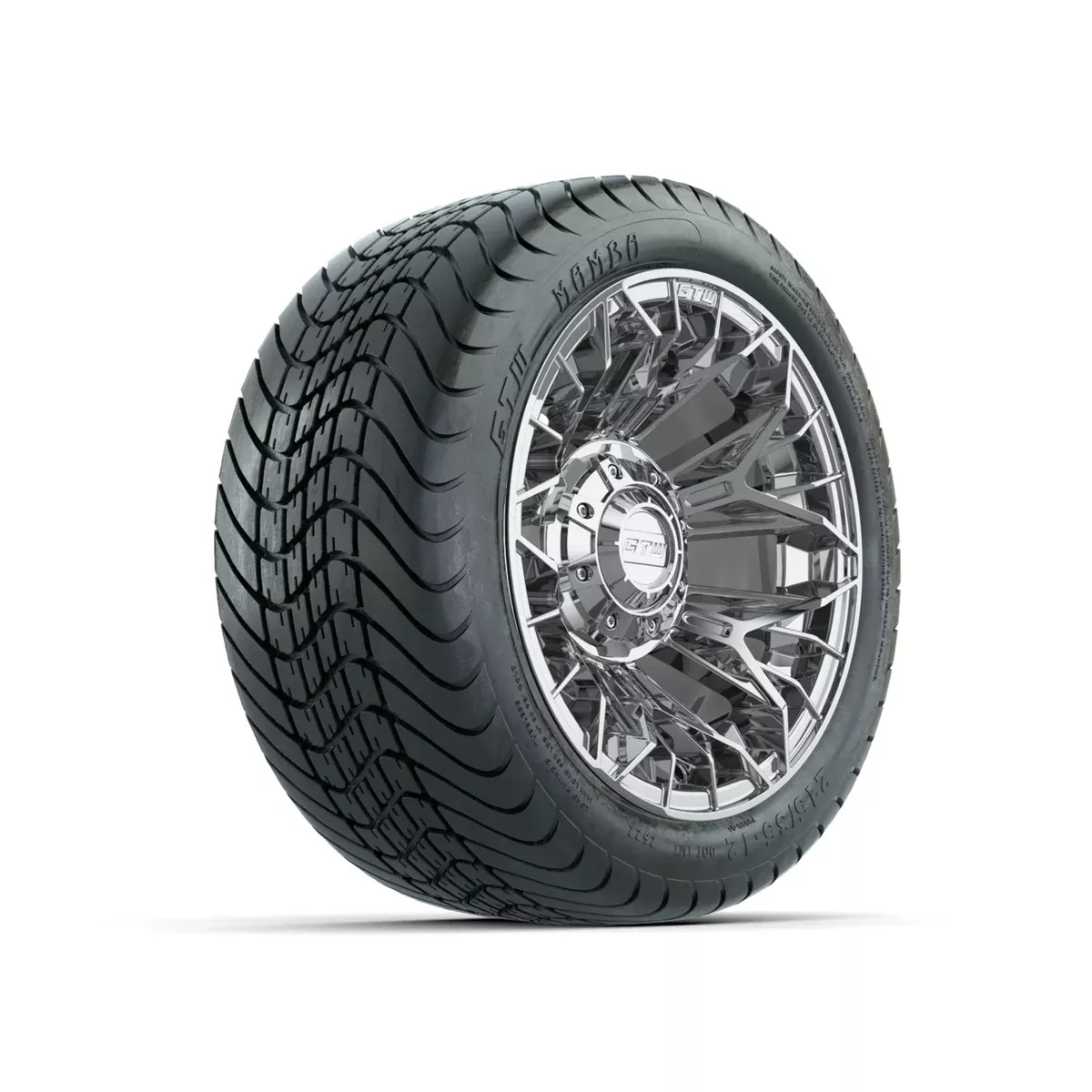 Set of (4) 12" GTW Stellar Chrome Wheels with 215/35-12 Mamba Street Tires