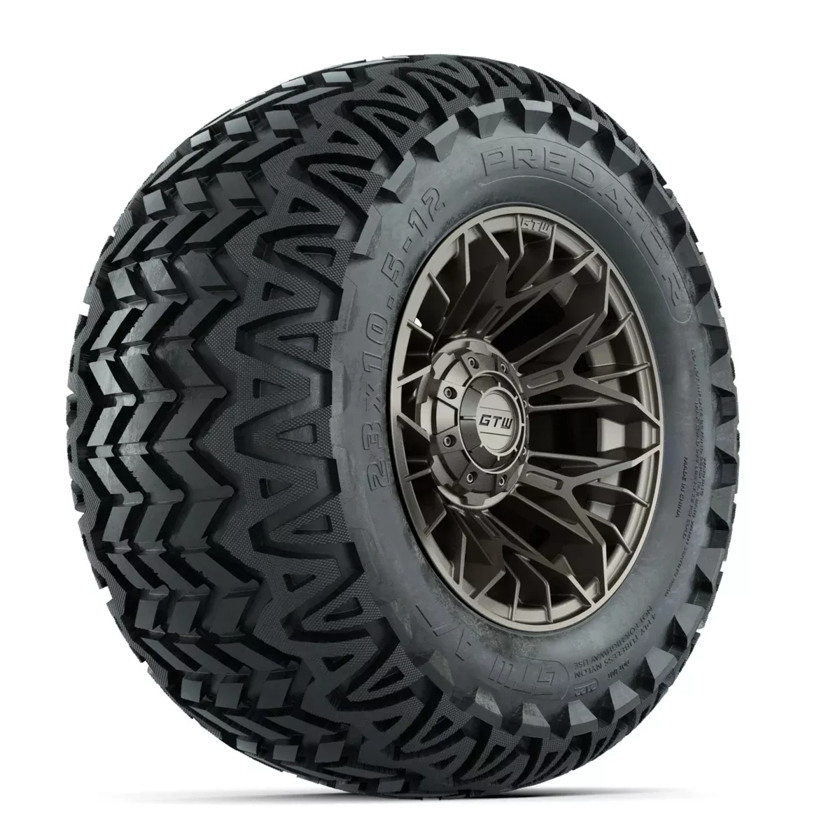 Set of (4) 12" GTW Stellar Matte Bronze Wheels with 23x10.5-12 Predator All-Terrain Tires