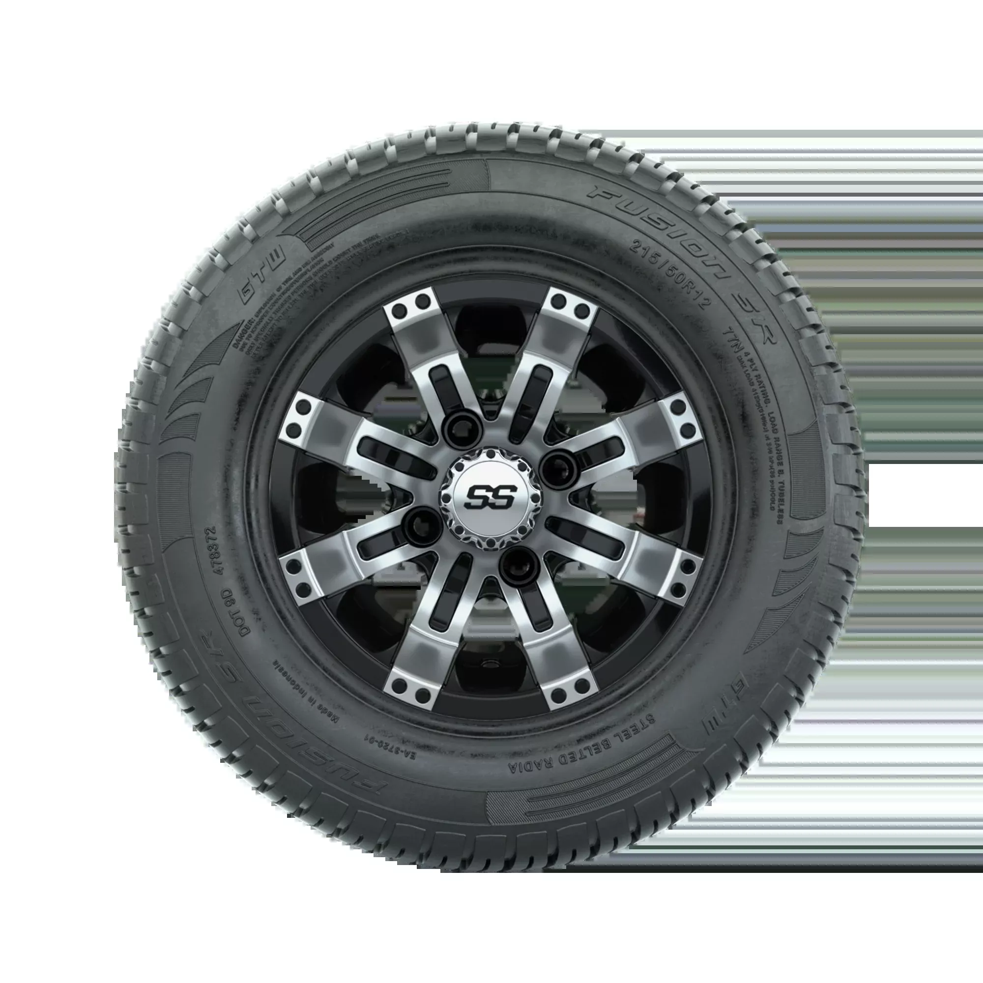 Set of (4) 12" GTW Tempest Wheels with 215/50-R12 Fusion S/R Street Tires