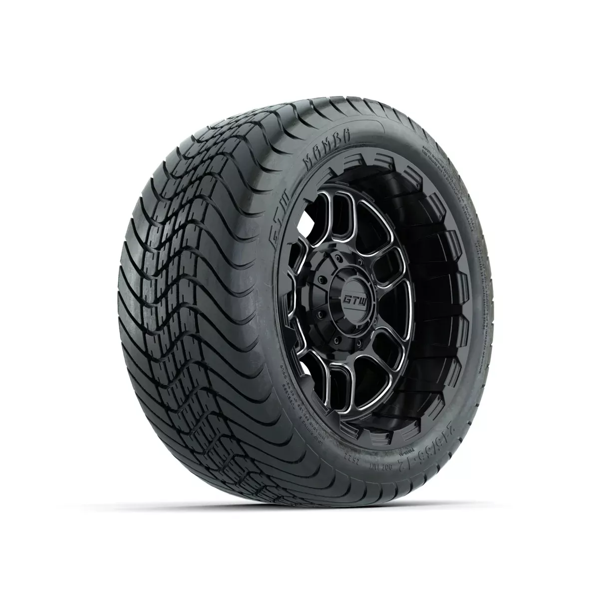 Set of (4) 12" GTW Titan Machined & Black Wheels with 215/35-12 Mamba Street Tires