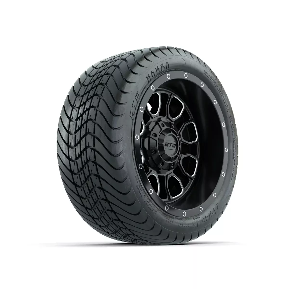 Set of (4) 12" GTW Volt Machined & Black Wheels with 215/35-12 Mamba Street Tires