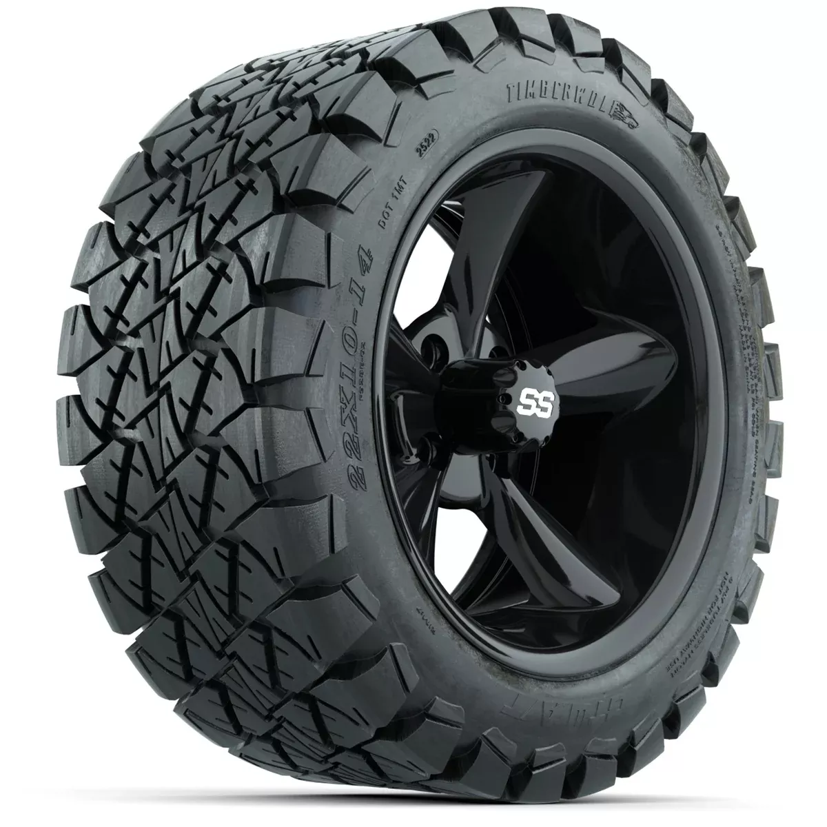 Set of (4) 14" GTW Godfather Wheels with 22x10-14 GTW Timberwolf All-Terrain Tires