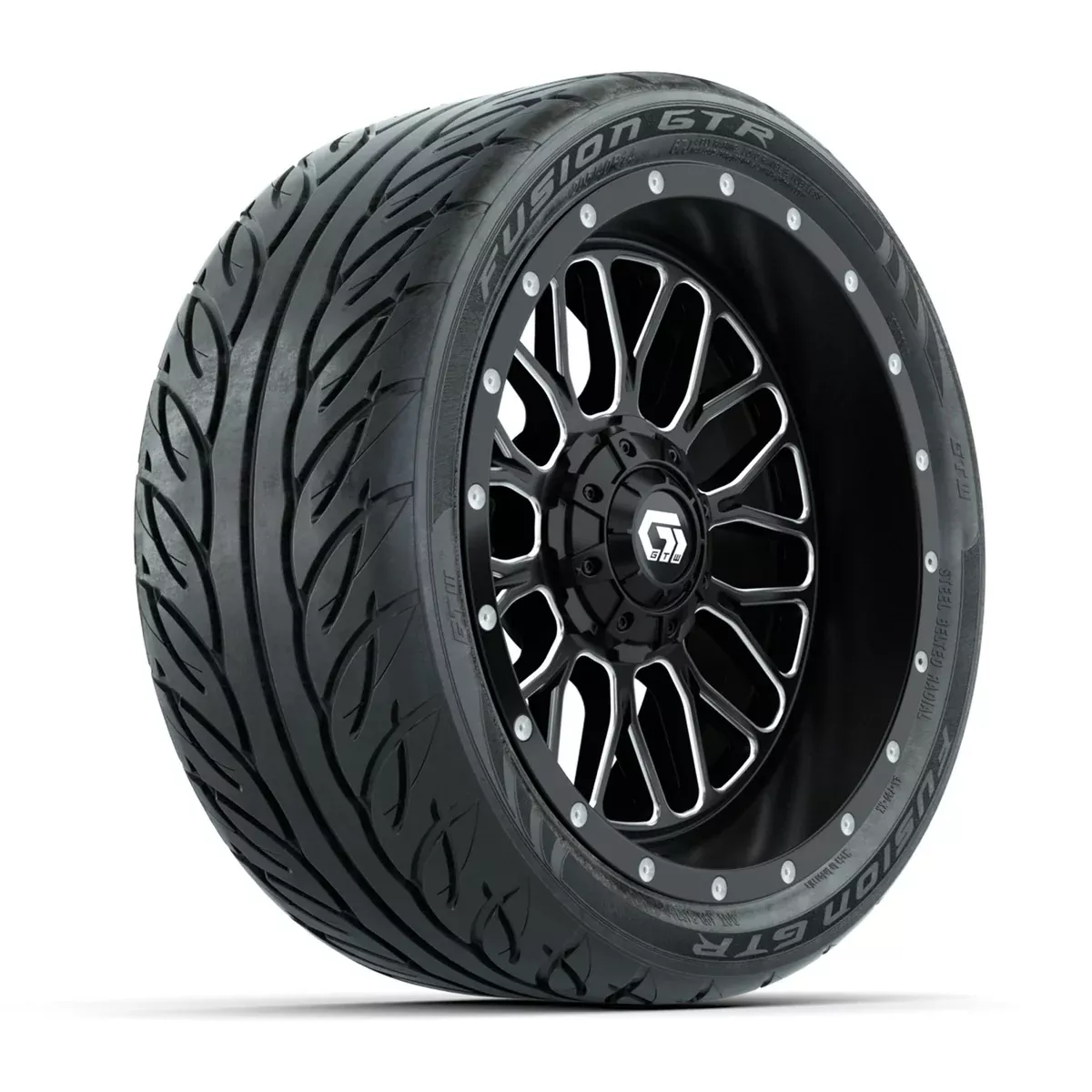 Set of (4) 14" GTW Helix Machined & Black Wheels with 205/40-R14 Fusion GTR Street Tires