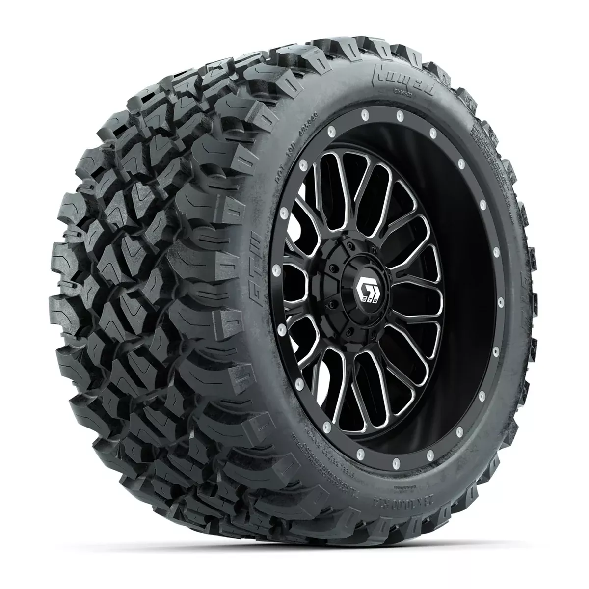 Set of (4) 14" GTW Helix Machined & Black Wheels with 23x10-R14 Nomad All-Terrain Tires