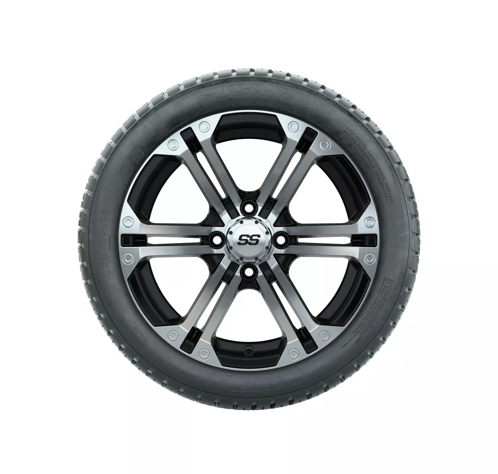Set of (4) 14" GTW Machined/Black Specter Wheels On Lo-Pro Tires
