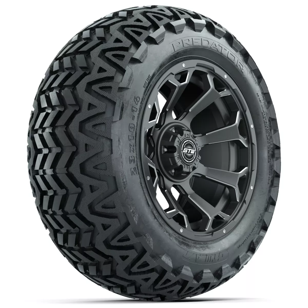 Set of (4) 14" GTW Raven Wheels with 23x10-14 GTW Predator All-Terrain Tires