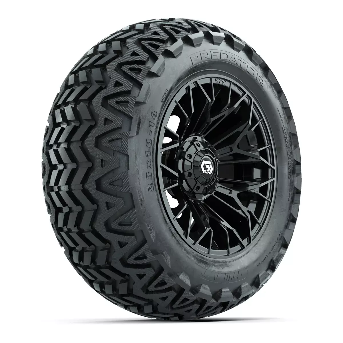 Set of (4) 14" GTW Stellar Black Wheels with 23x10-14 Predator All-Terrain Tires