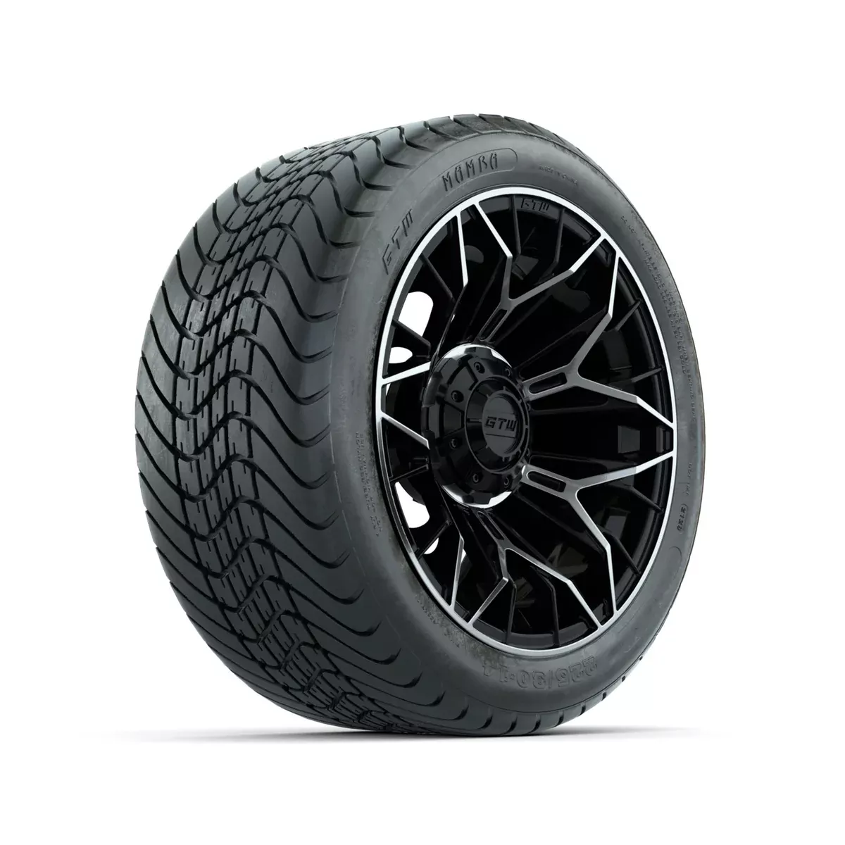 Set of (4) 14" GTW Stellar Machined & Black Wheels with 225/30-14 Mamba Street Tire