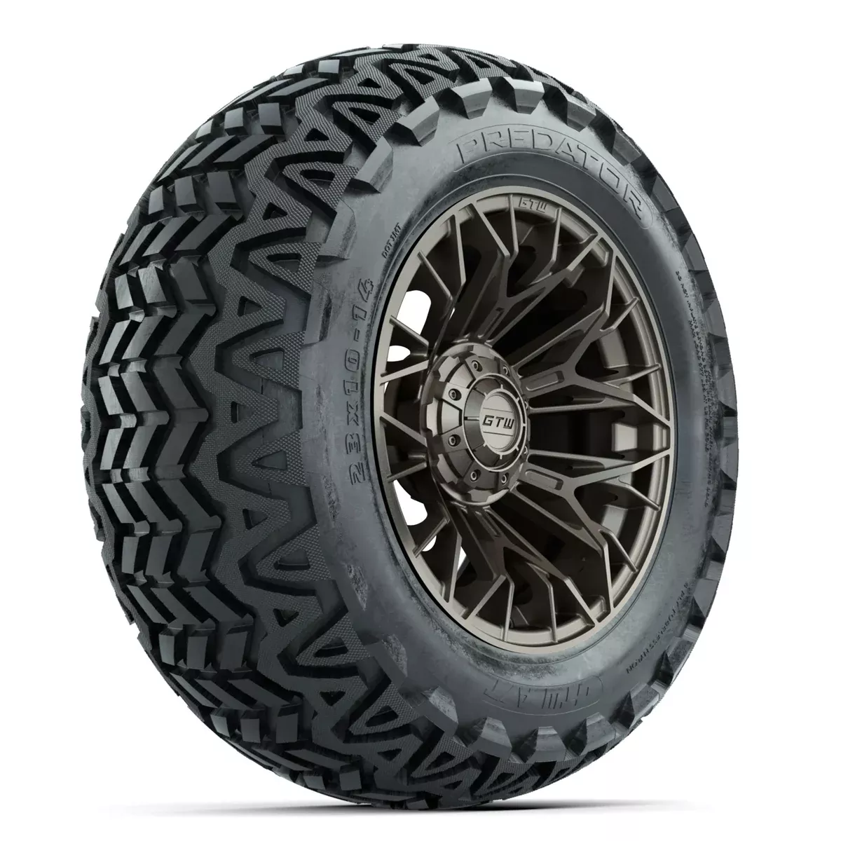 Set of (4) 14" GTW Stellar Matte Bronze Wheels with 23x10-14 Predator All-Terrain Tires