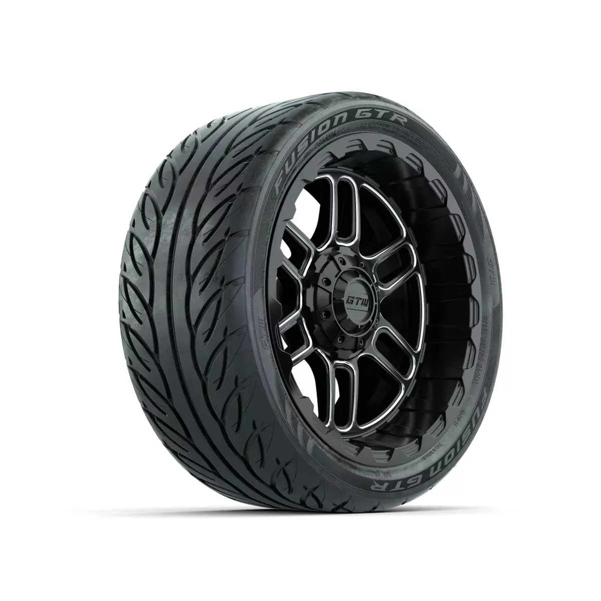 Set of (4) 14" GTW Titan Machined & Black Wheels with 205/40-R14 Fusion GTR Street Tires
