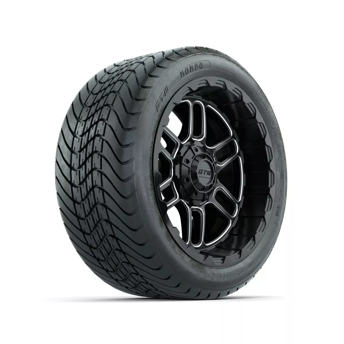 Set of (4) 14" GTW Titan Machined & Black Wheels with 225/30-14 Mamba Street Tire