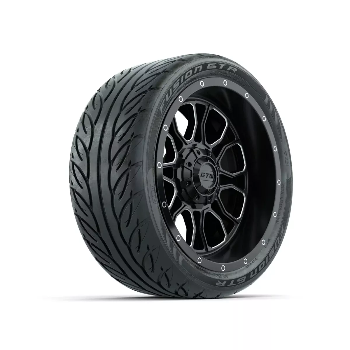 Set of (4) 14" GTW Volt Machined & Black Wheels with 205/40-R14 Fusion GTR Street Tires