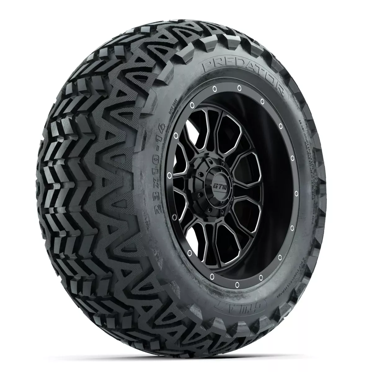 Set of (4) 14" GTW Volt Machined & Black Wheels with 23x10-14 Predator All-Terrain Tires