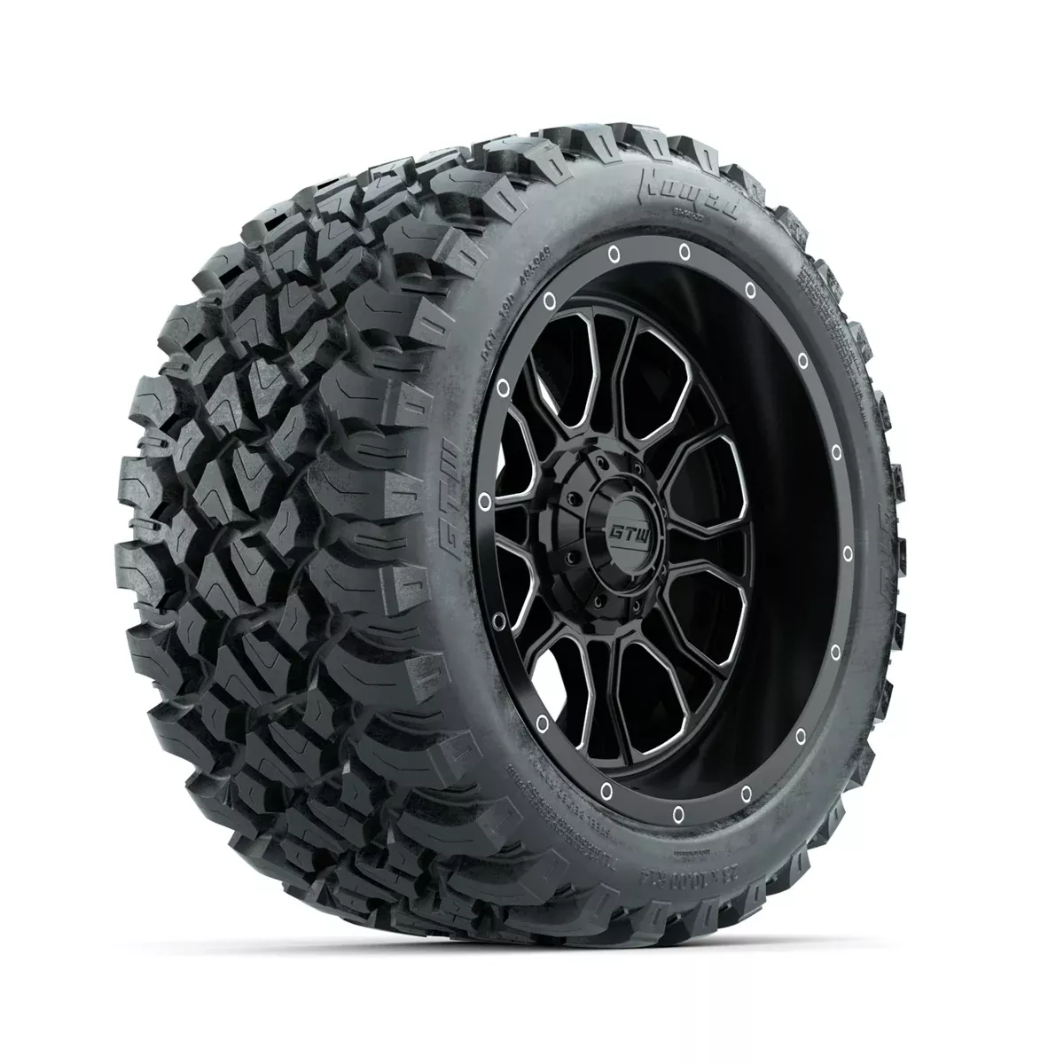 Set of (4) 14" GTW Volt Machined & Black Wheels with 23x10-R14 Nomad All-Terrain Tires