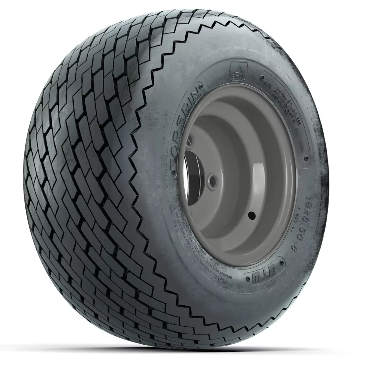 Set of (4) 8 inch Gray Steel Wheels with 18 in GTW Tires 18x8.5x8