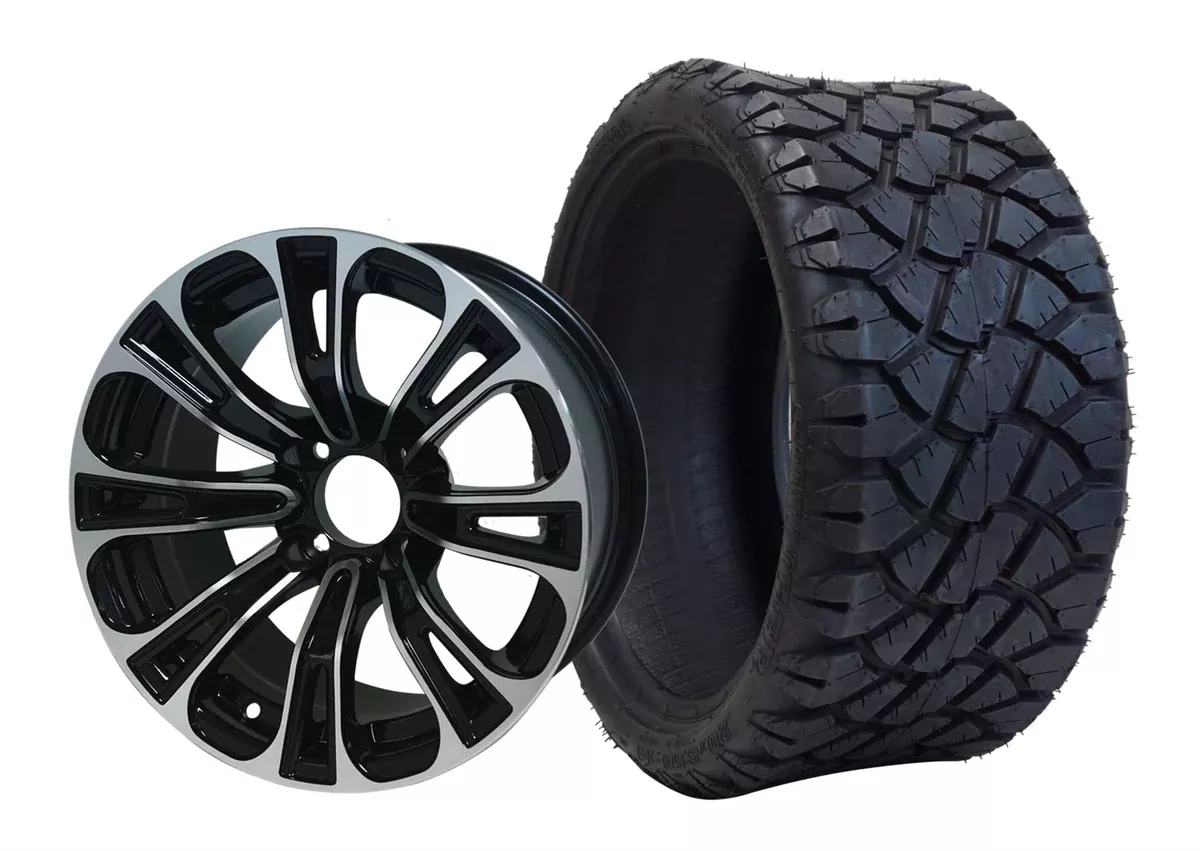 SGC 14″ Vector Machined/Black Wheel – Aluminum Alloy / STEELENG 20″x8.5″-14″ STINGER Hybrid AT Tire DOT approved (SET of 4)