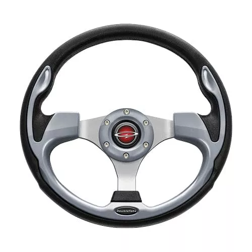 Silver Doubletake Pilot Golf Cart Steering Wheel and Adapter