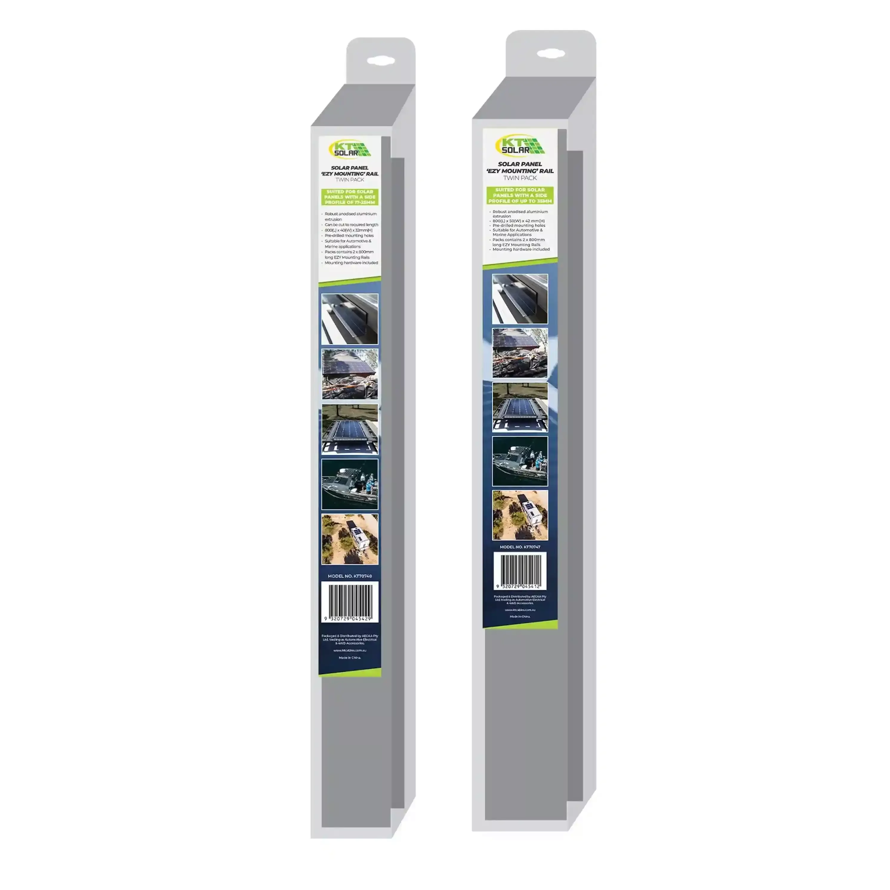 Solar Panel Ezy Small Rails (Twin Pack) Black Low Profile 800mm Long