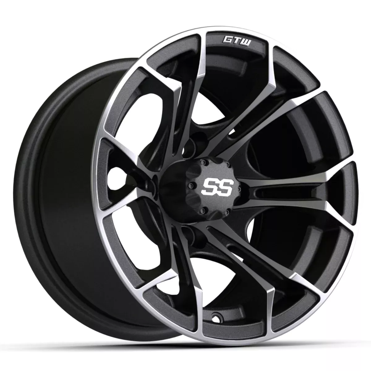 SPYDER WHEEL, 12X7 MATTE MACH/GRAY W/SS CAP