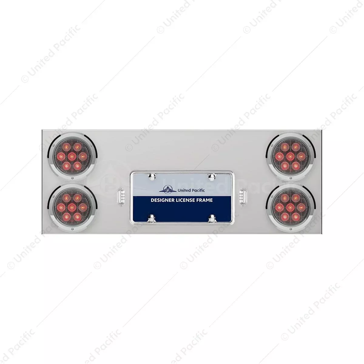 Stainless Rear Center Panel With License Plate / Four 4" Light -Red LED/Clear Lens - Competition Series