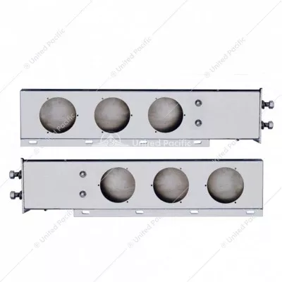 Stainless Steel Spring Loaded Light Bar with Three 4" Light Cutouts (Pair)