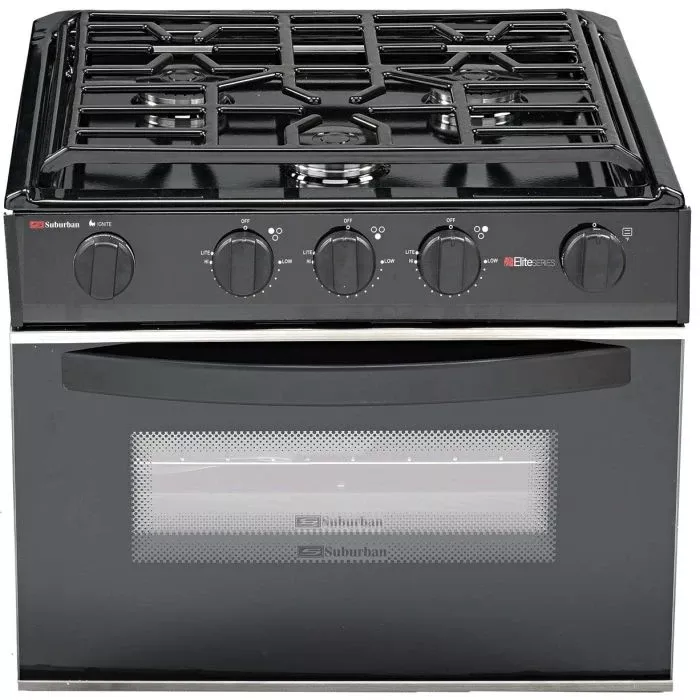 Suburban 17″ Sealed Burner Black 3-Burner Range