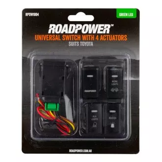 Switch Roadpower 4 Symbol Roadpower/Work Light/Aux Light/Beacon Suits Toyota Includes Harness 33 x 22mm Blue LED