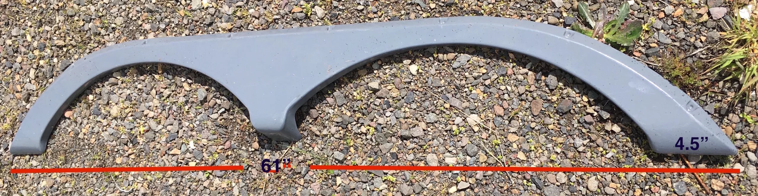 Tandem Wheel Fender Skirt, 61″ with 8 Screw Indents, Grey