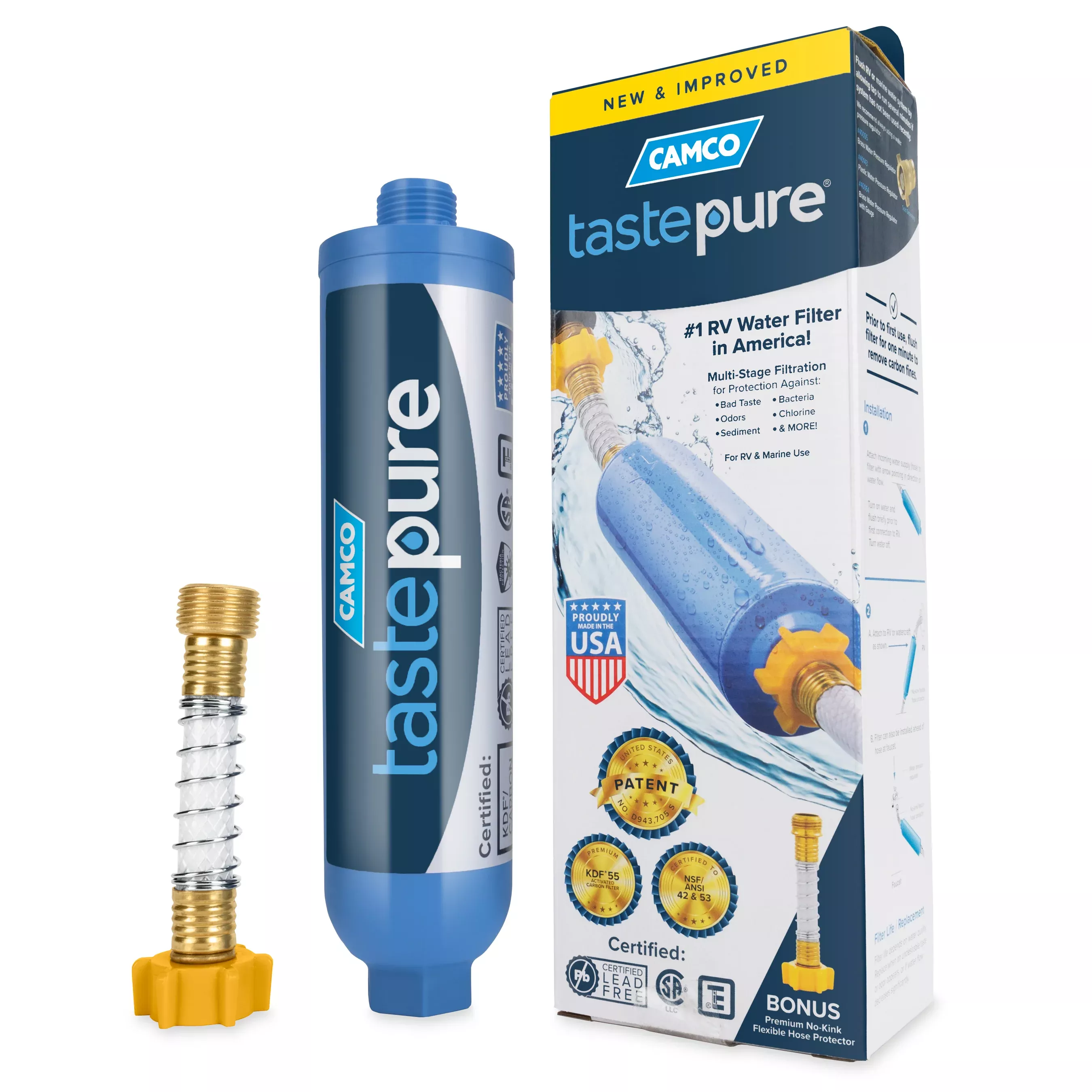 TastePURE Water Filter (KDF) w/Flexible Hose Protector, LLC