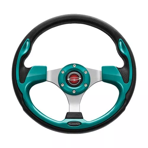Teal Doubletake Pilot Golf Cart Steering Wheel and Adapter