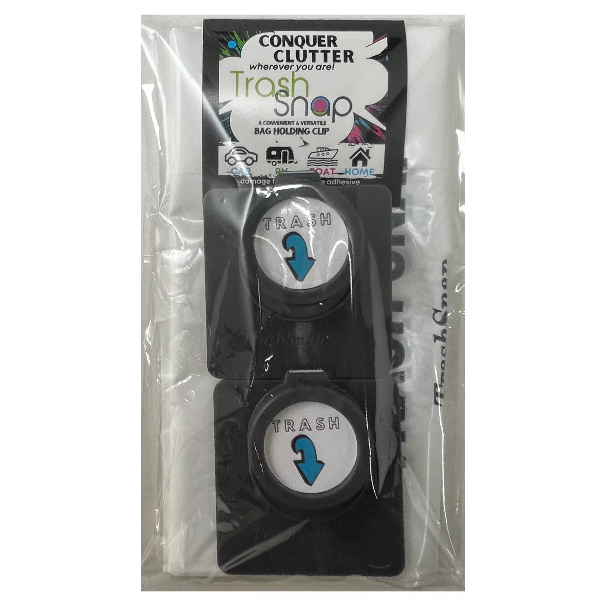 Trash Here Logo - Trash Snap Bag Holding Clip - Includes 2 Holders & 4 Bags