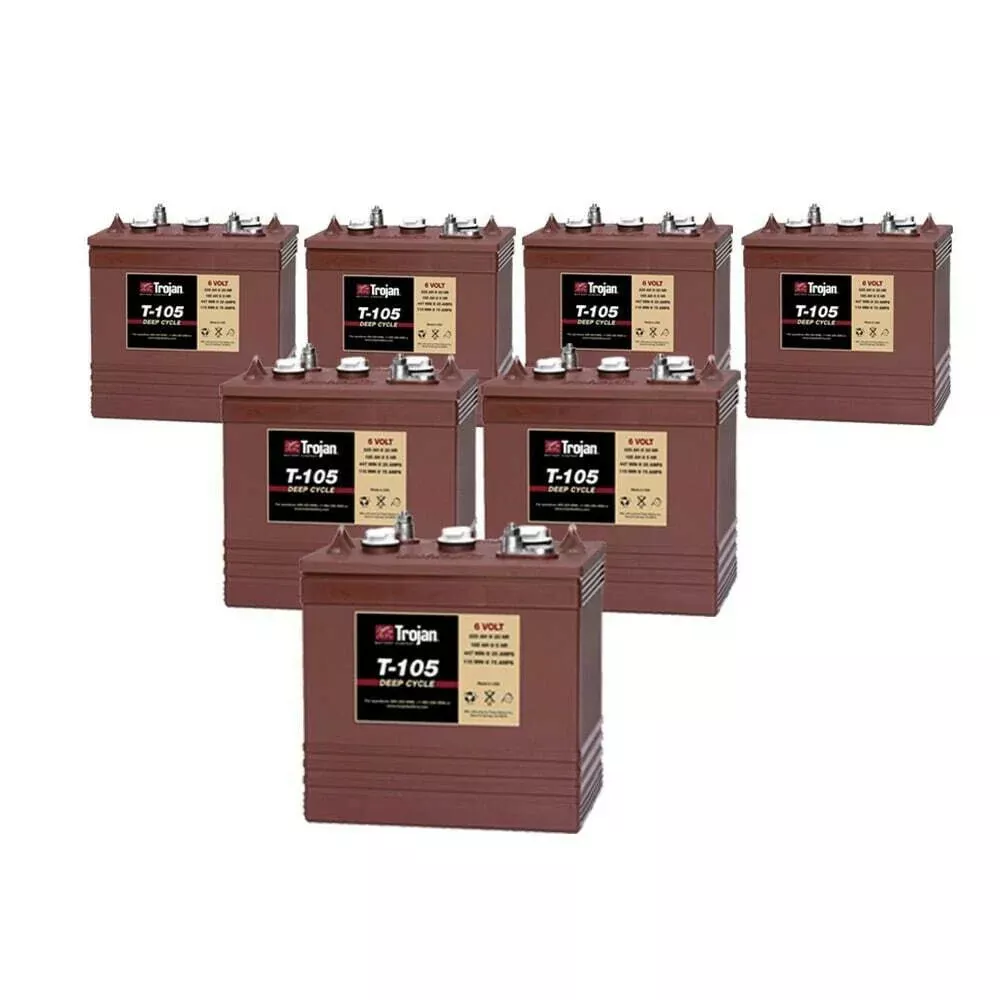 Trojan T-105 6 Volt Golf Cart Battery 6V/225Ah (7 Pack, 42V)