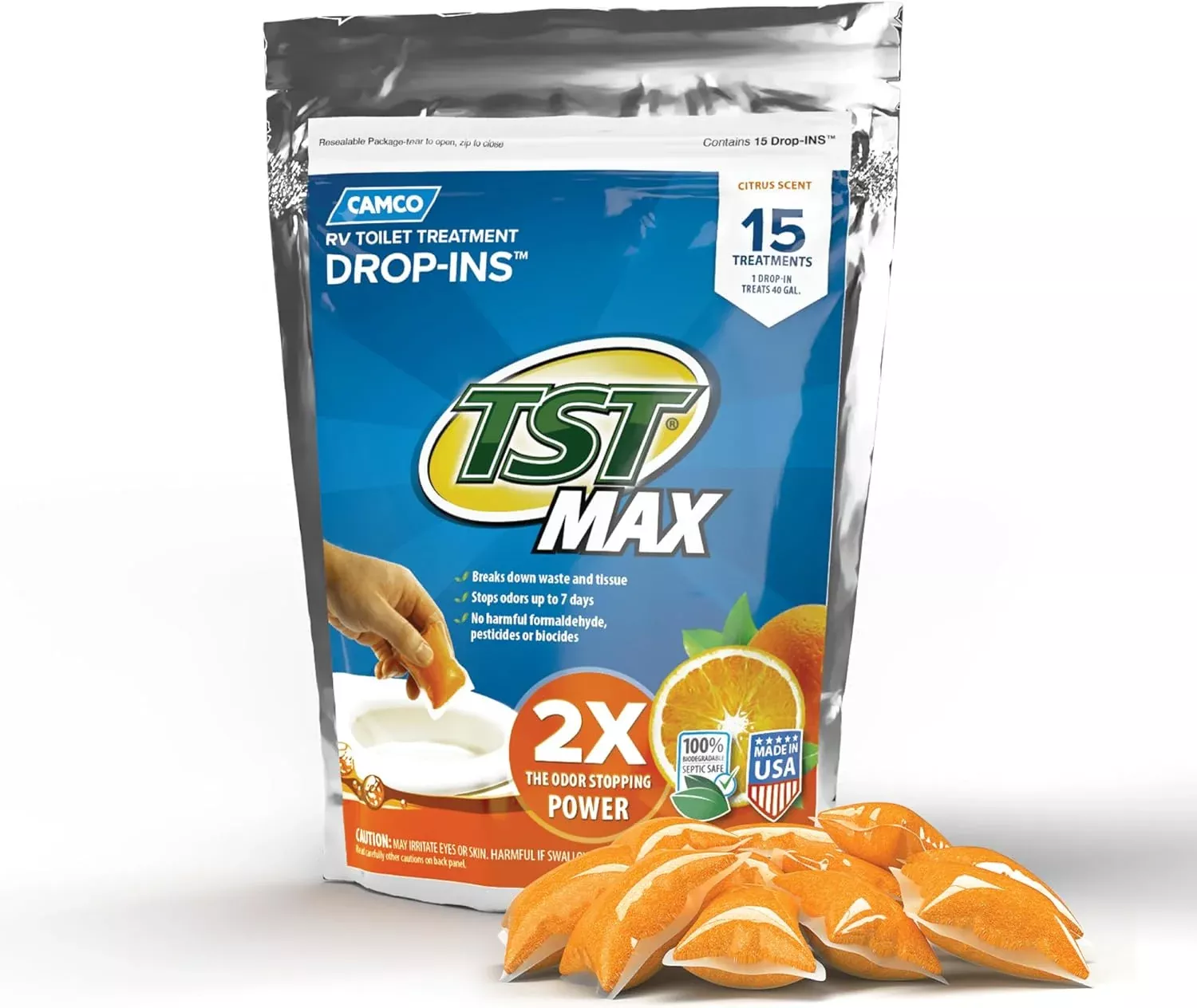 TST Max Orange Drop-In Toilet Treatment - 15 Count