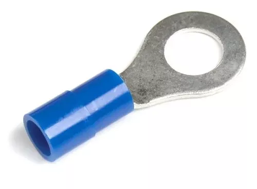 Vinyl Insulated Blue Ring Terminal 6 Gauge 5/16 Stud - 10 or 100 Pack