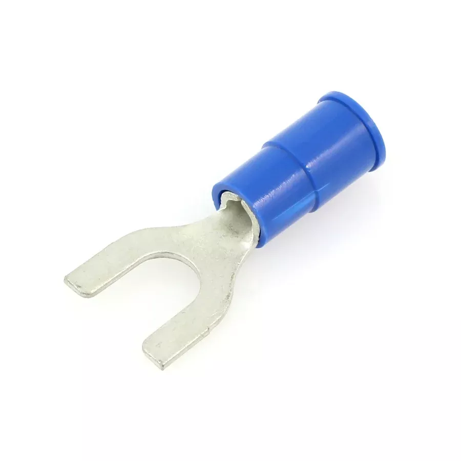 Vinyl Insulated Blue Spade Terminal 16-14 Gauge #8 Stud - 100 or 300 Pack
